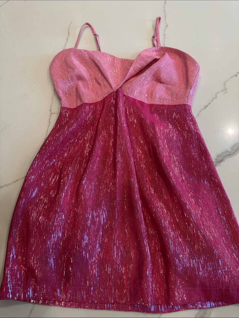 Sparkle Two-Tone Pink Mini Dress with Sweetheart Neckline